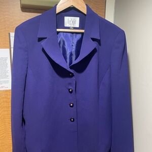 Le Suit Purple Blazer Tailored Professional Jacket